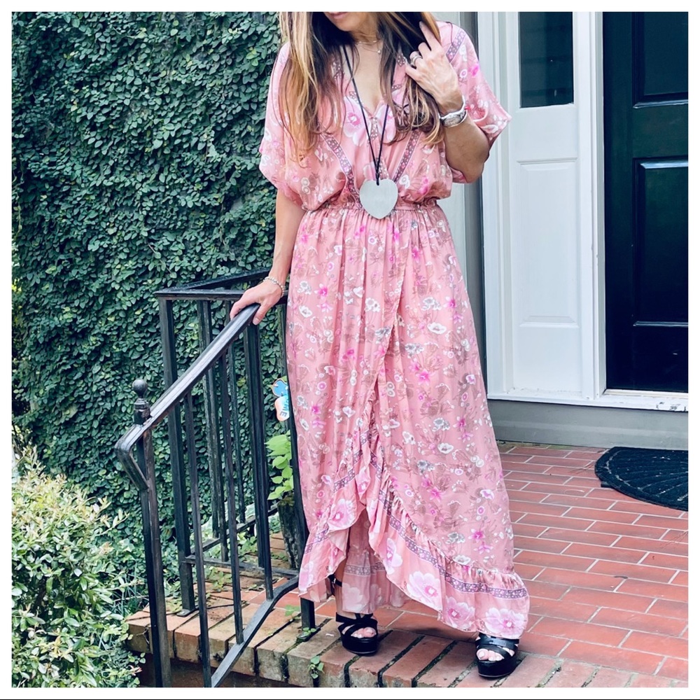 Faux Wrap Floral Beautiful Maxi Dress - Picture 6 of 12